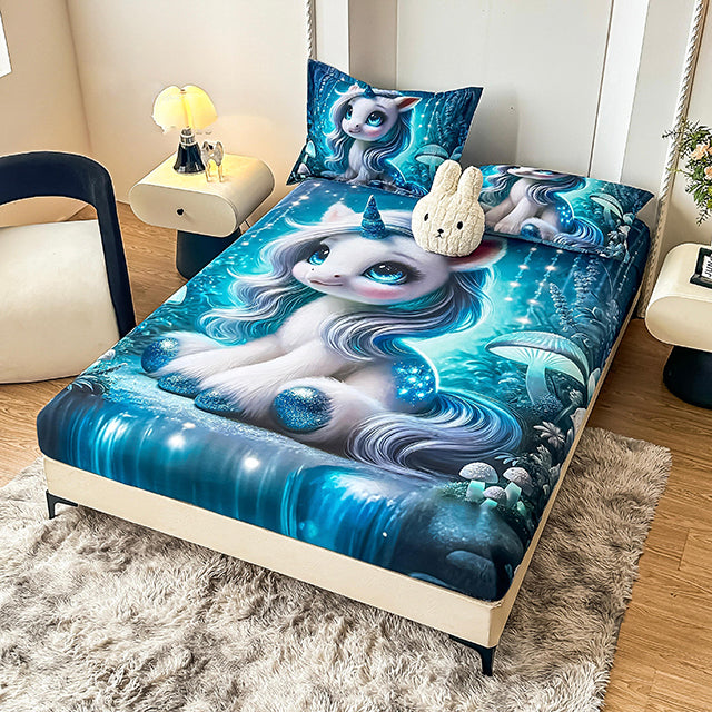 5D Комплект от 3 части - синьо с еднорог