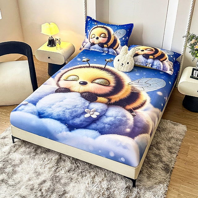 5D Комплект от 3 части - синьо с пчеличка