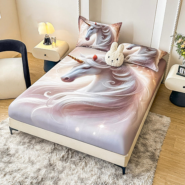 5D Комплект от 3 части - бежово с еднорог 