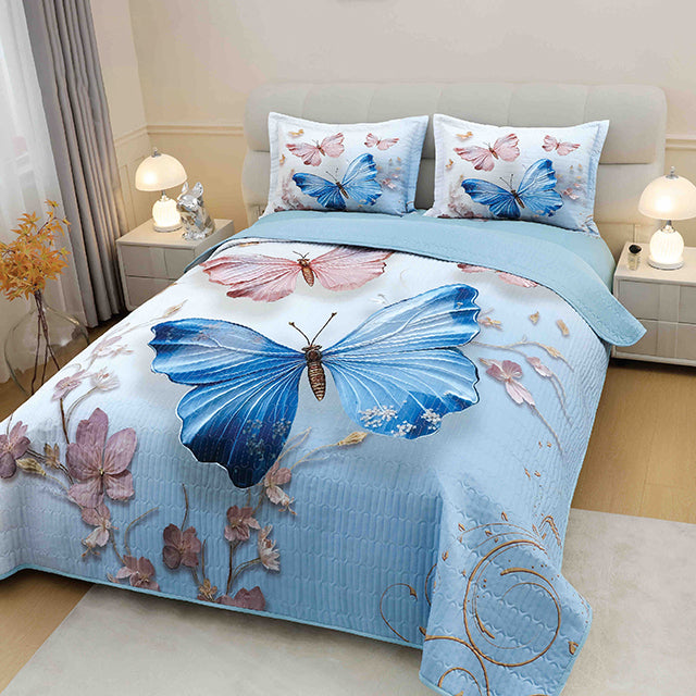 5D кувертюра от 3 части - светлосиньо с пеперуди