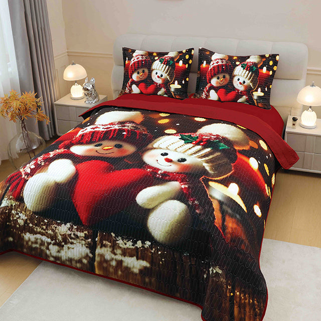 5D Коледна кувертюра от 3 части - червено с коледен мотив