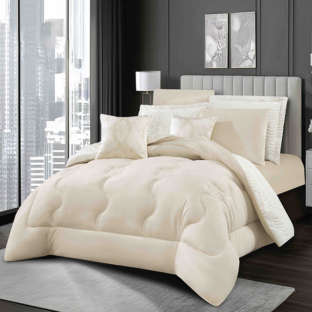 Луксозно спално бельо с изкуствен заешки косъм и кадифе - бяло и цвят крем - FX-07