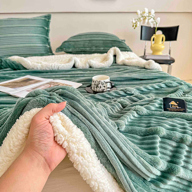 Пухкав комплект шерпа с цип от 3 части - цвят тюркоаз - FX1-02