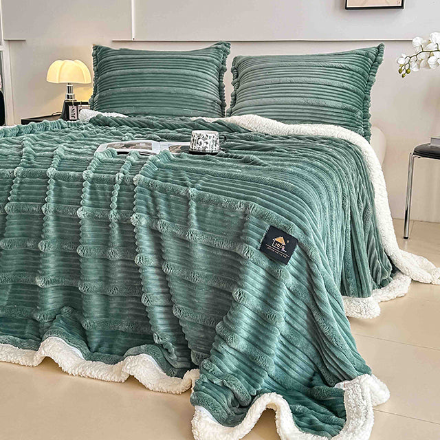 Пухкав комплект шерпа с цип от 3 части - цвят тюркоаз