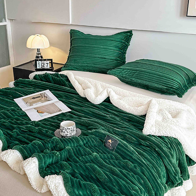 Пухкав комплект шерпа с цип от 3 части - зелен цвят - FX1-06