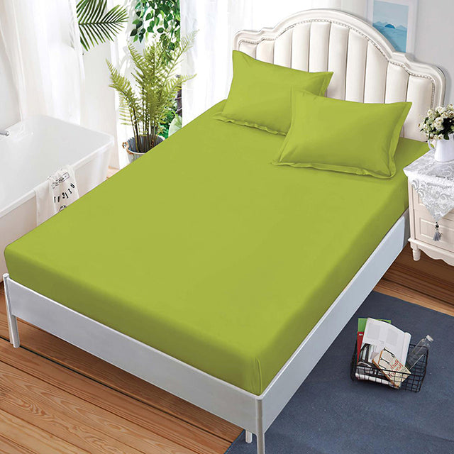 Спално бельо с ластик от 100% памук – тъмнозелено