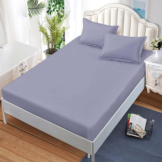 Спално бельо с ластик от 100% памук – сиво