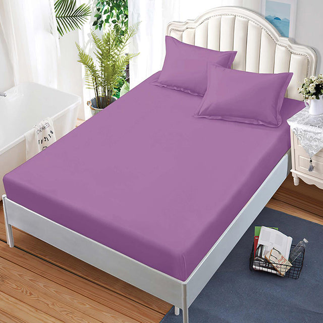 Спално бельо с ластик от 100% памук – лилаво