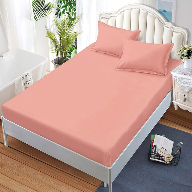 Спално бельо с ластик от 100% памук – розово