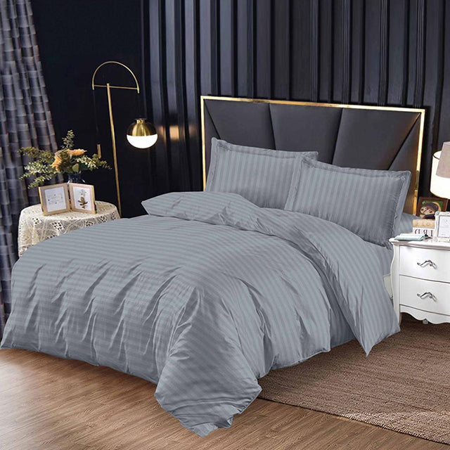 Единично спално бельо с ластик от 100% памук – сиво