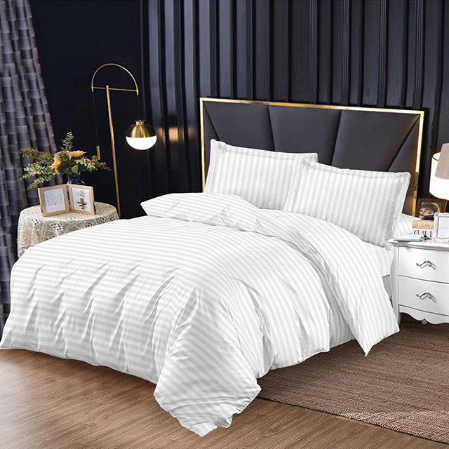 Единично спално бельо с ластик от 100% памук – бяло