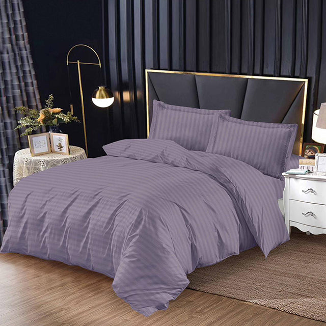 Единично спално бельо с ластик от 100% памук – перленовиолетово