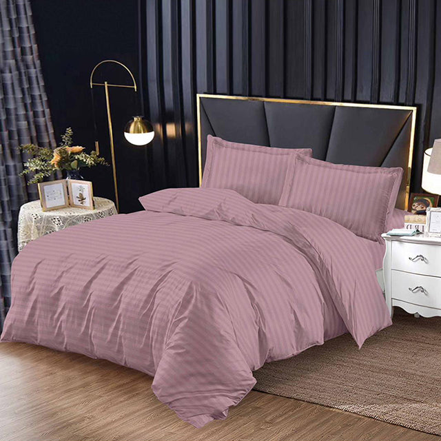 Единично спално бельо с ластик от 100% памук – цвят пепел от рози