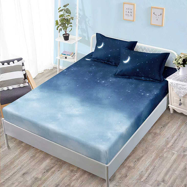 Спално бельо с ластик - синьо 