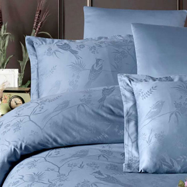 Луксозно спално бельо от Жакард Сатен - Stesha Dusty Blue
