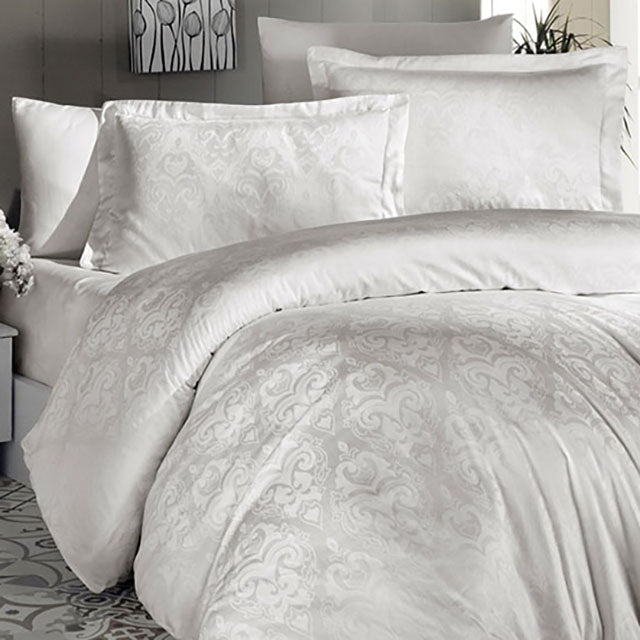 Луксозно спално бельо от Жакард Сатен - Sofya Cream