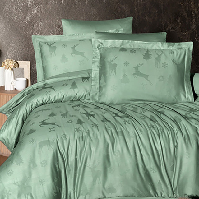 Луксозно спално бельо от Жакард Сатен - Midas Green