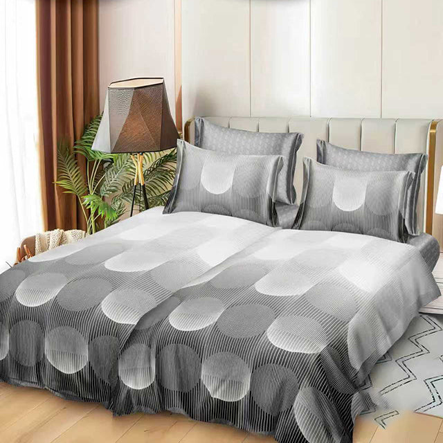 Спално бельо с 2 плика - сиво омбре с кръгове