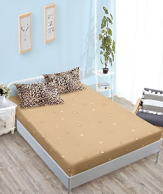 Спално бельо с ластик - кафяво с животинска шарка