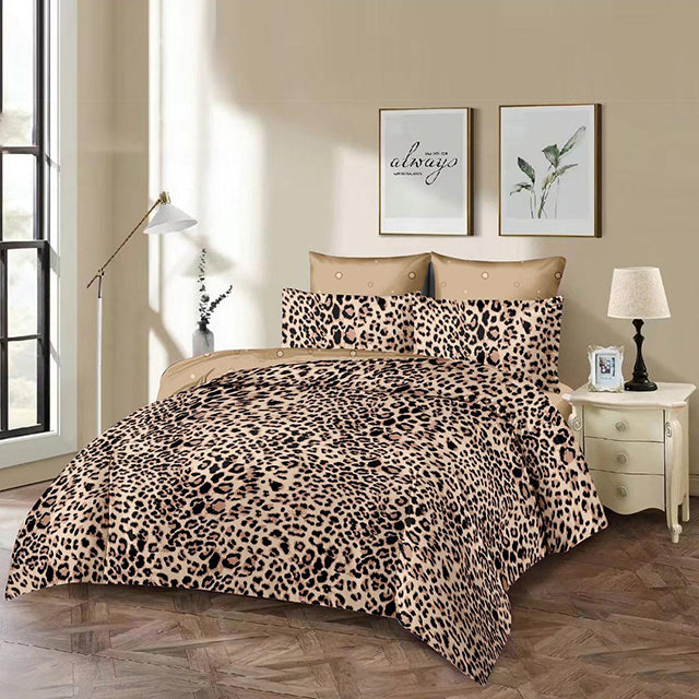 Спално бельо с ластик - кафяво с животинска шарка