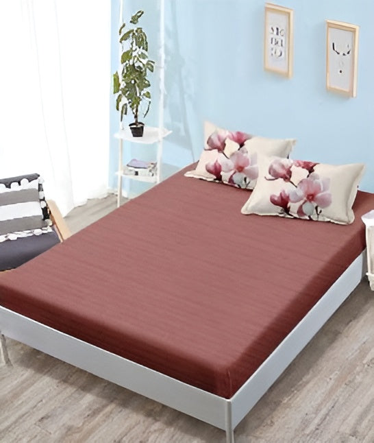 Спално бельо с ластик - цвят пепел от рози с красиви орхидеи