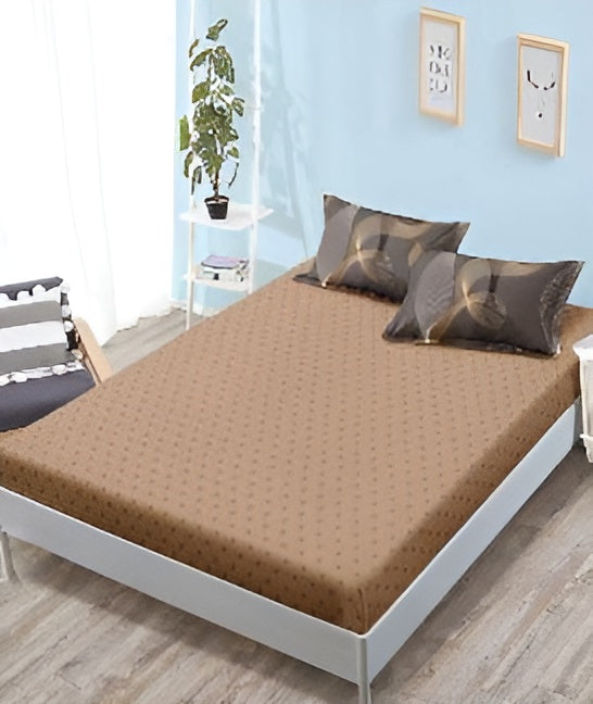 Спално бельо с ластик - кафяво с ивици