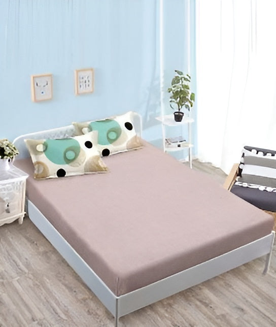 Спално бельо с ластик - бяло и сиво с многоцветни кръгове