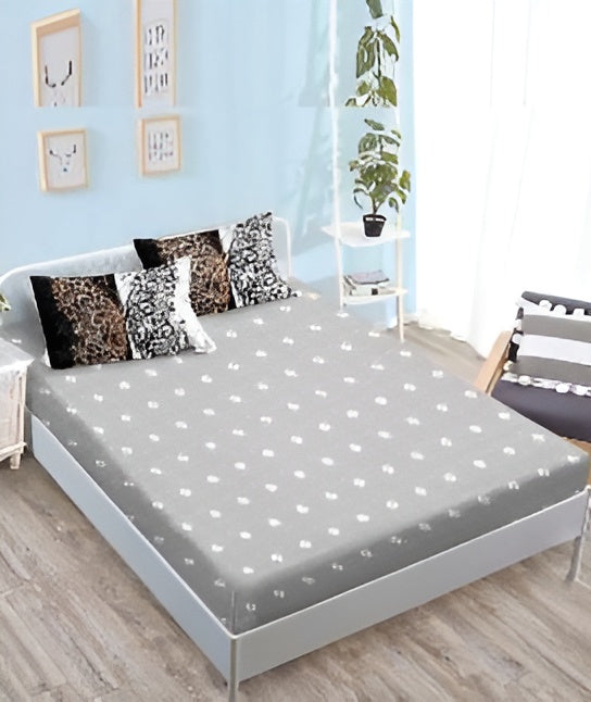 Спално бельо с ластик - бяло, черно и сиво с пеперуди