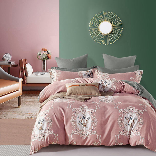 Спално бельо от 100% памук – розово с орнаменти
