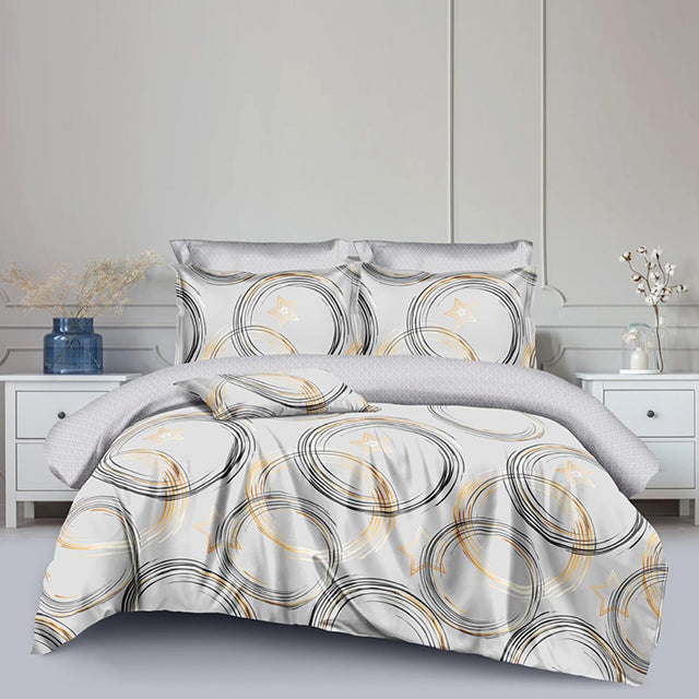 Спално бельо от 100% памук – светлосиво с кръгове