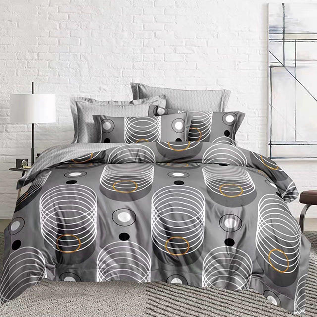 Спално бельо от 100% памук – сиво с геометричен мотив