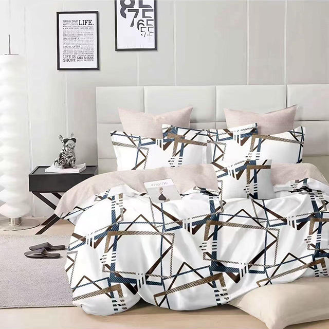 Спално бельо от 100% памук – бяло и розово с фигури