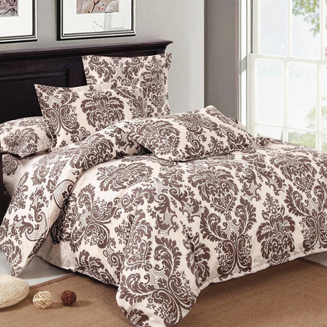 Спално бельо от 100% памук – бежово с кафяви орнаменти