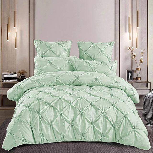 Едноцветно спално бельо с ластик - зелен цвят 