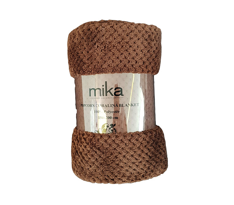 Поларено одеяло Mika POPCORN - светлокафяво