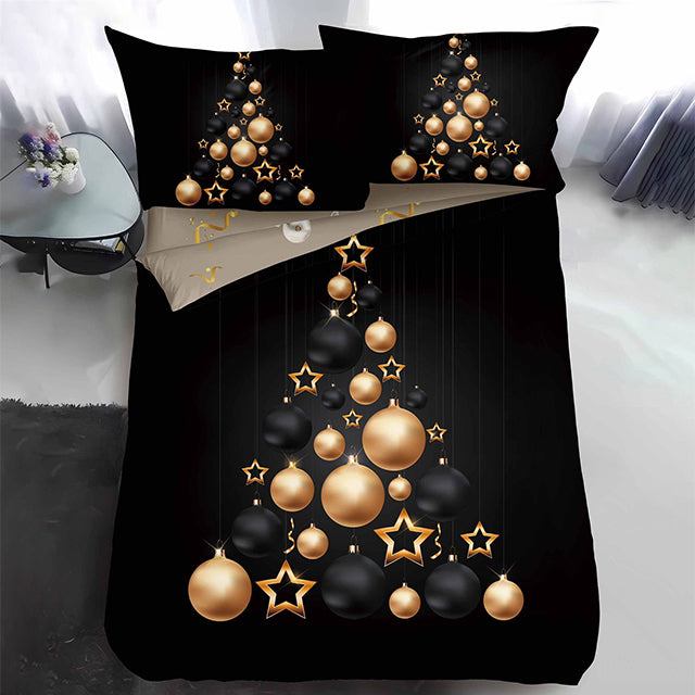 Коледно единично спално бельо - сиво с еленче