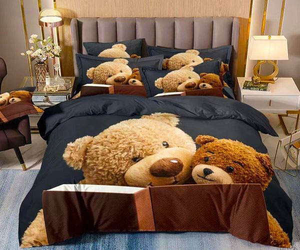 3D Единично спално бельо – с кафяви мечета