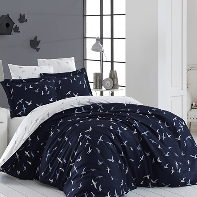 Спално бельо от памучен сатен - Liberta Navy Blue 