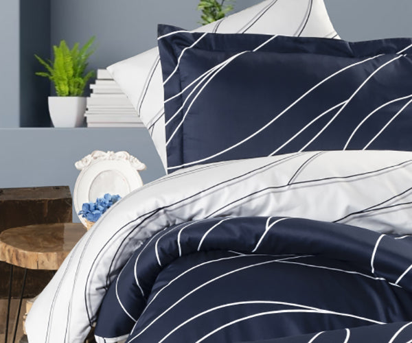 Спално бельо от памучен сатен - Mesi Navy Blue - S2-64