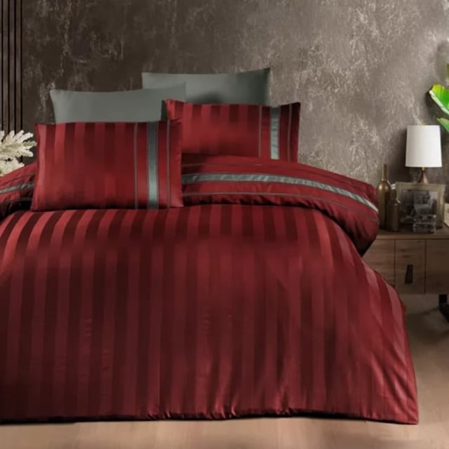 Спално бельо с 2 плика от памучен сатен - Artwel Dark Red 