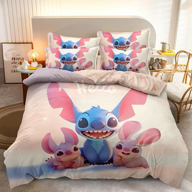 3D Спално бельо от 100% памук - розово със Стич