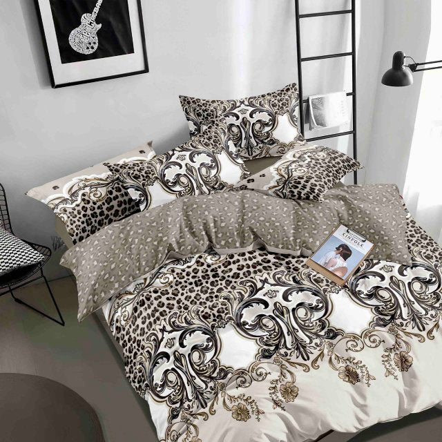 Спално бельо от 100% памук - леопардова шарка и орнаменти - F6-200