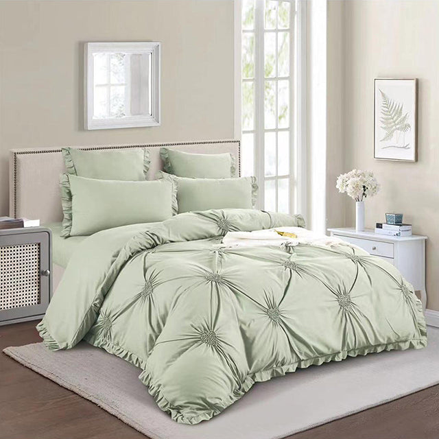 Едноцветно спално бельо с ластик от 100% памук – светлозелено