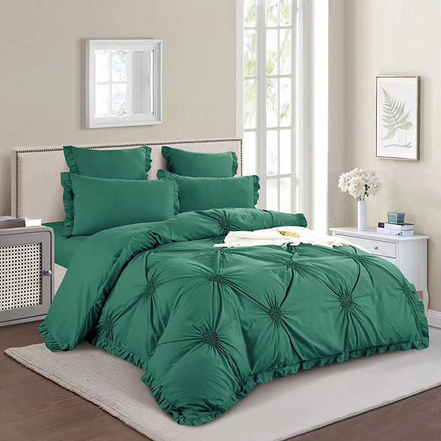 Едноцветно спално бельо с ластик от 100% памук – платинено зелено