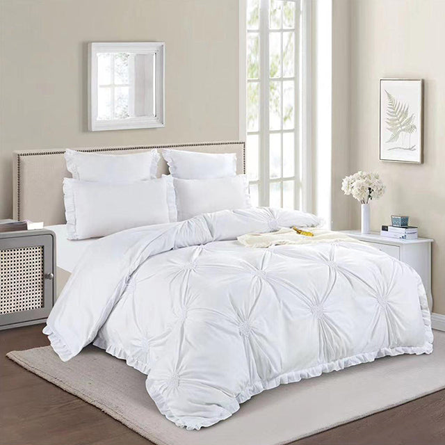 Едноцветно спално бельо с ластик от 100% памук – бяло