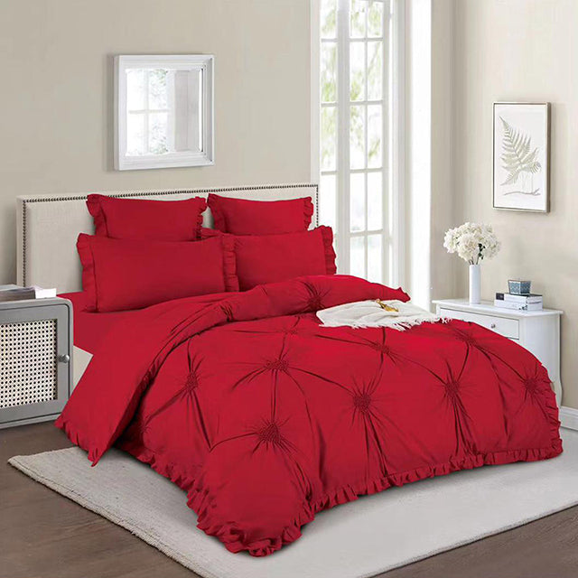 Едноцветно спално бельо с ластик от 100% памук – червено