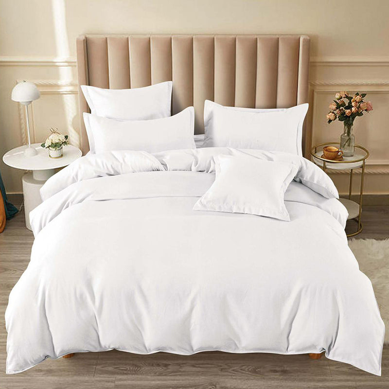 Едноцветно спално бельо с ластик - бяло