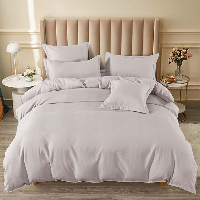 Едноцветно спално бельо с ластик - цвят шампанско