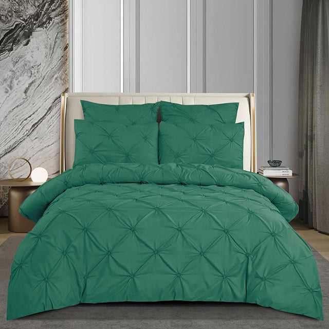 Едноцветно спално бельо с ластик - тъмнозелено