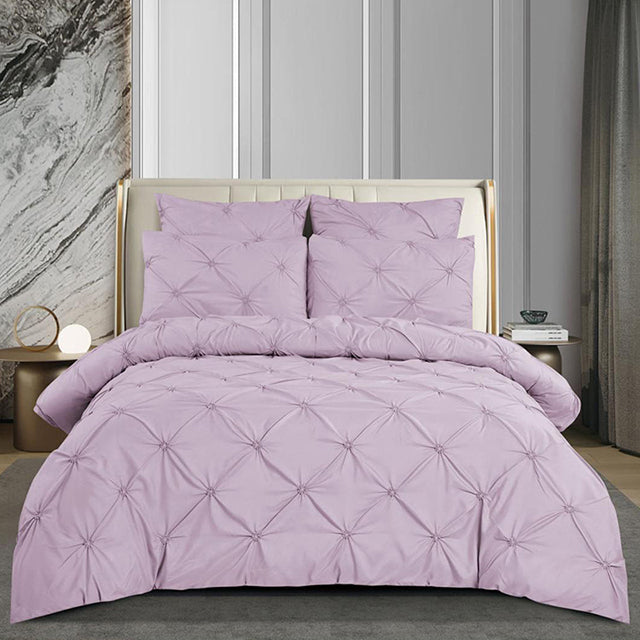 Едноцветно спално бельо с ластик - светлолилаво